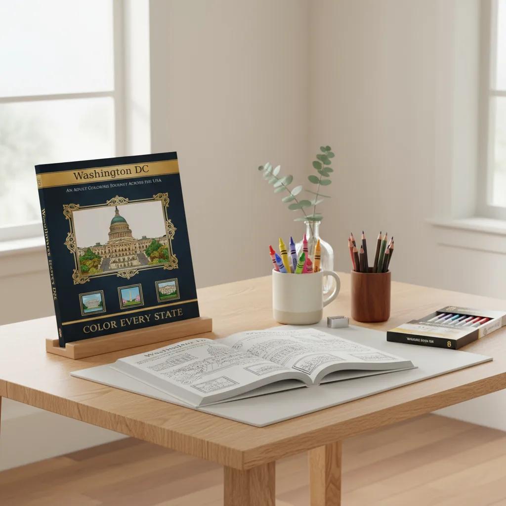 Washington DC Landmarks Coloring Book for Kids Ages 5-9: Educational & Fun - bookcase
