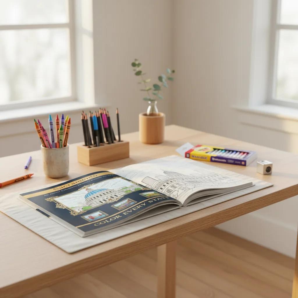 Sacramento Landmarks & California Poppies Coloring Book for Kids Ages 5-9 - bookcase