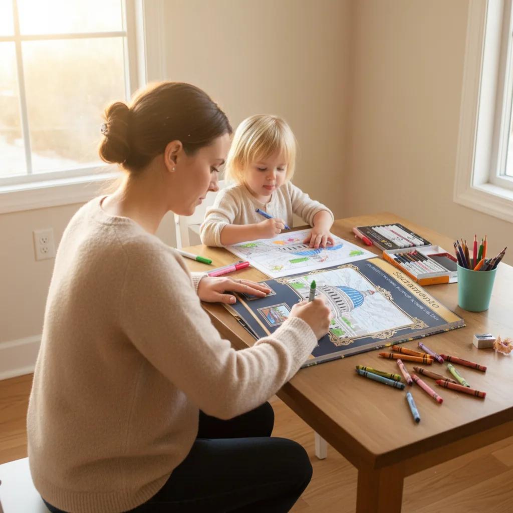 Sacramento Landmarks & California Poppies Coloring Book for Kids Ages 5-9 - reading