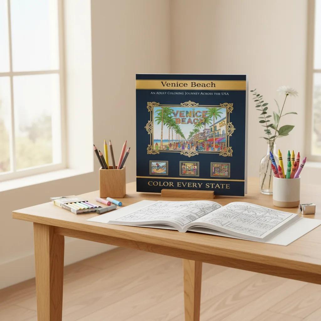 Venice Beach Adventures Coloring Book: Iconic Scenes for Kids Ages 5-9 - bookcase