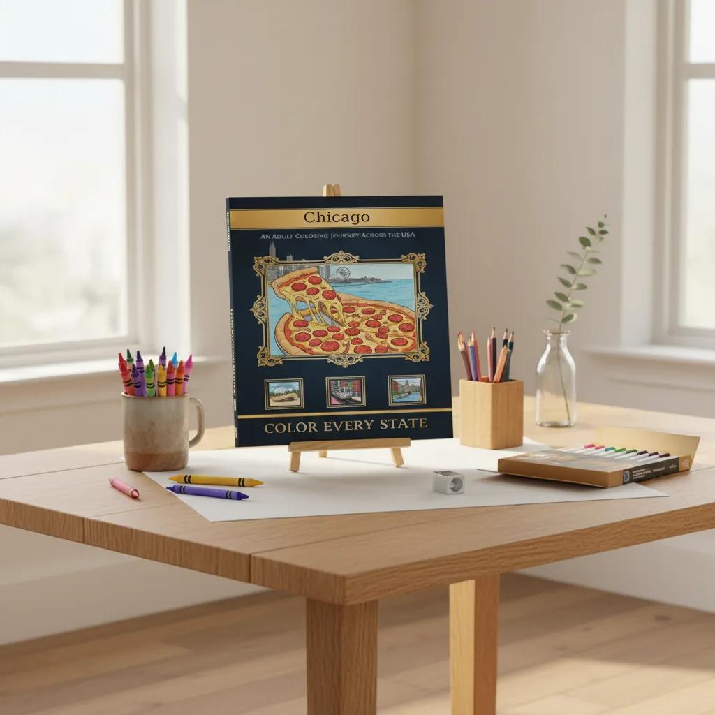 Chicago Landmarks & Architecture: Adult Coloring Book - bookcase