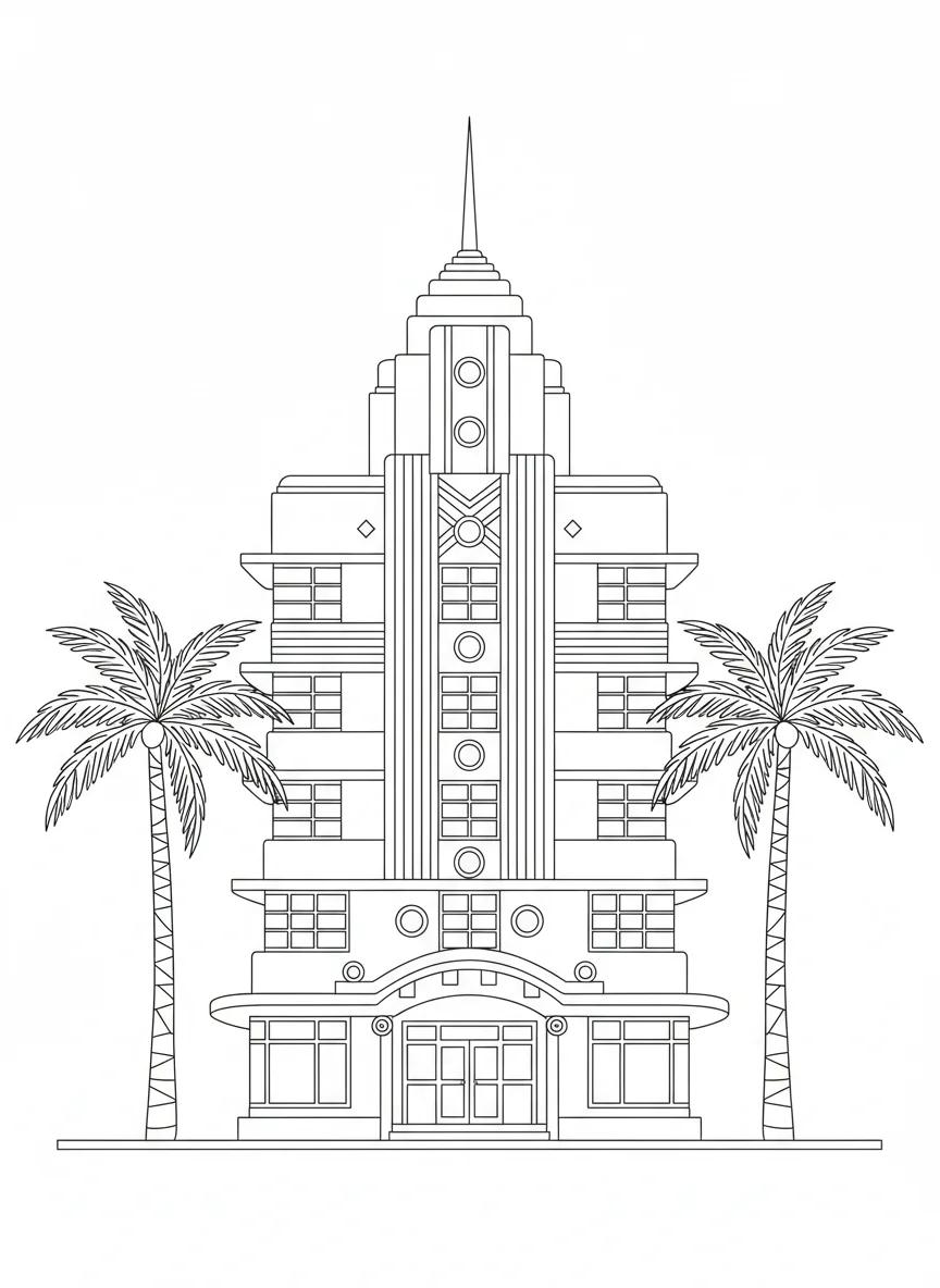 Miami Florida City & Beach Life: Adult Coloring Book - Page 4