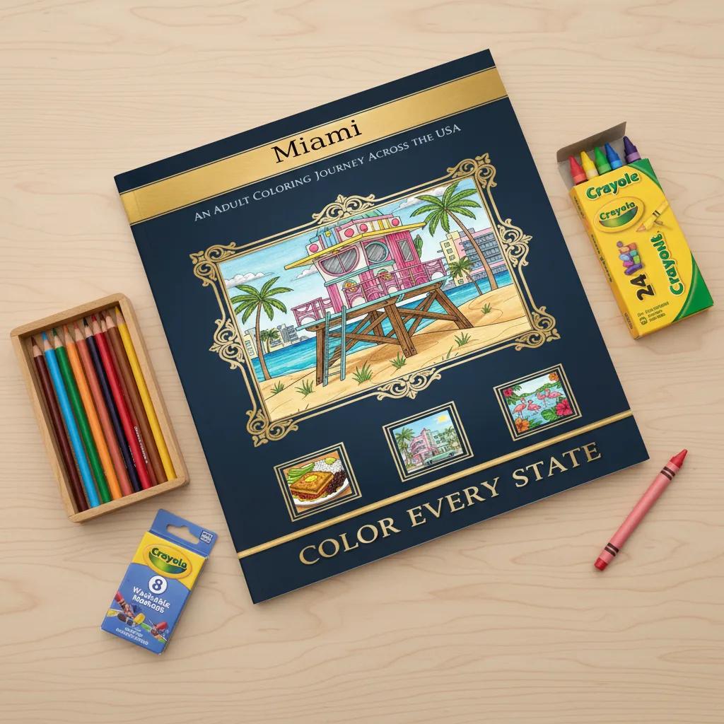 Miami Florida City & Beach Life: Adult Coloring Book - product
