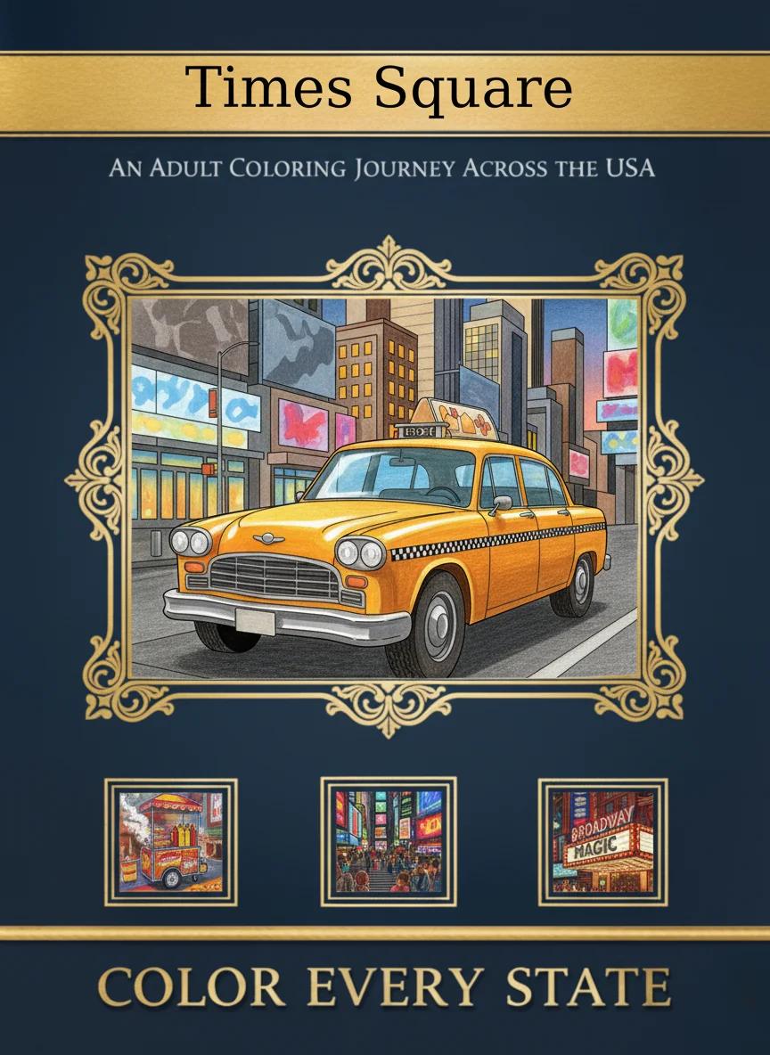 Times Square New York City Scenes: Adult Coloring Book - Cover