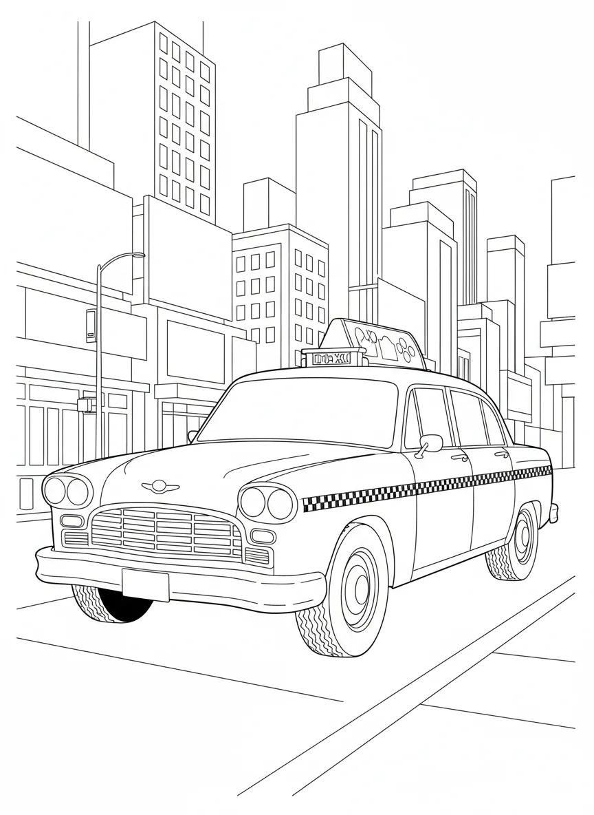 Times Square New York City Scenes: Adult Coloring Book - Page 1