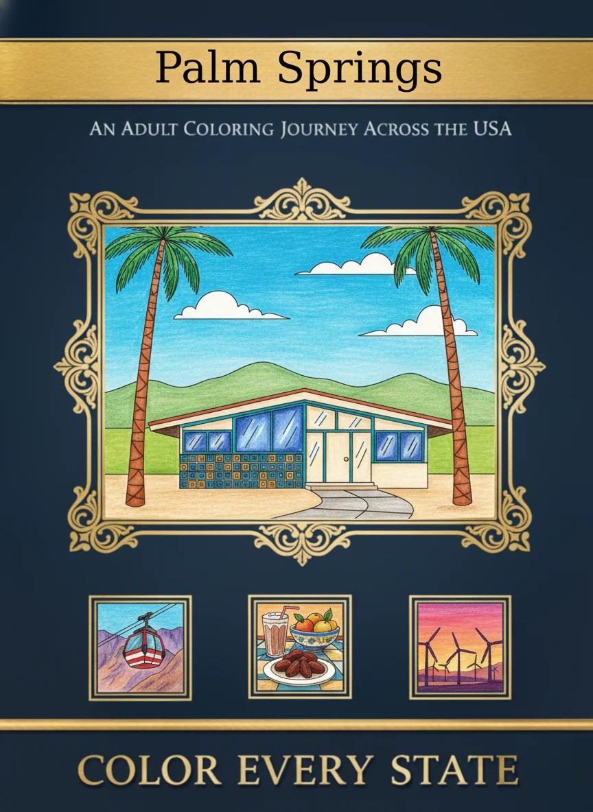 Palm Springs Architecture & Landscapes: Adult Coloring Book - Cover