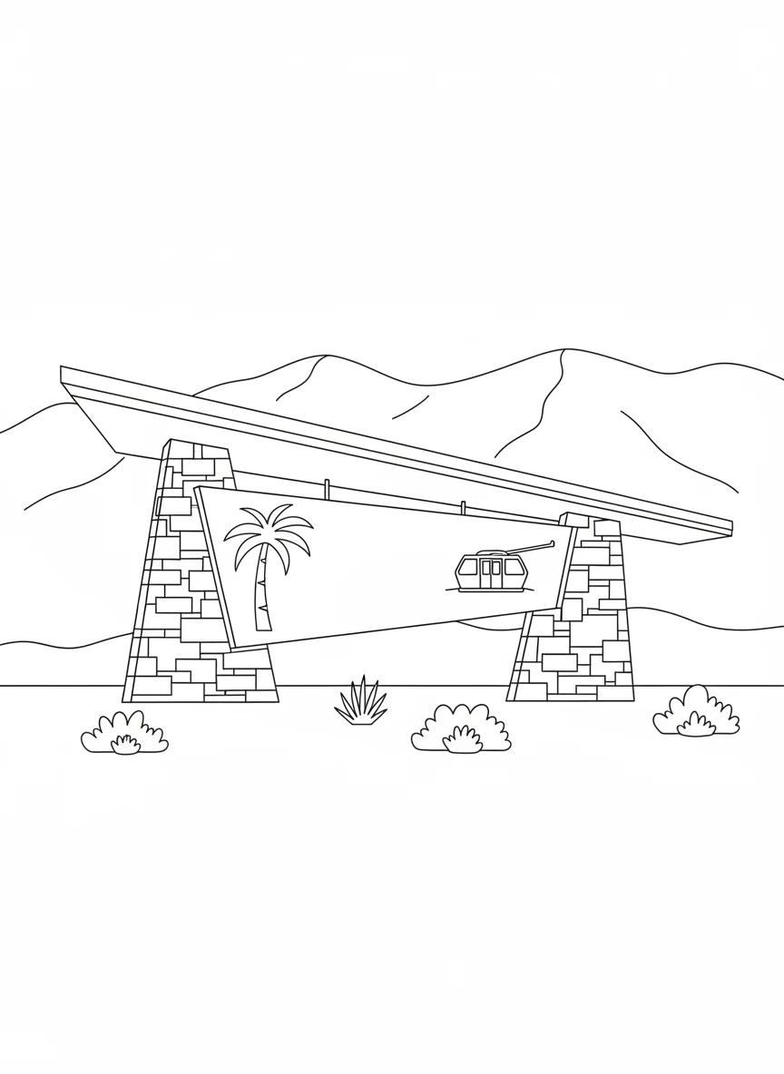 Palm Springs Architecture & Landscapes: Adult Coloring Book - Page 1