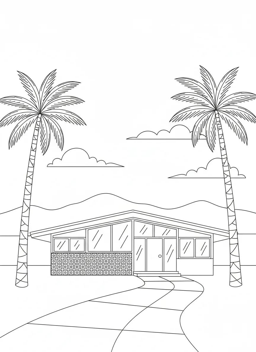 Palm Springs Architecture & Landscapes: Adult Coloring Book - Page 2