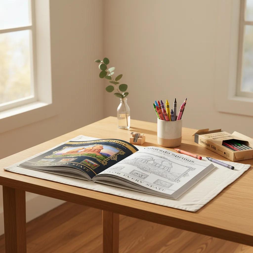 Colorado Springs Landmarks & Nature: Adult Coloring Book - bookcase