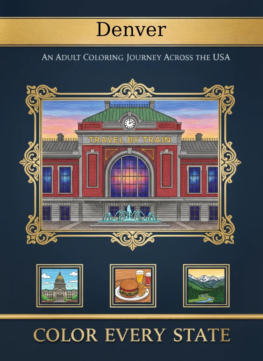 Denver City Landmarks & Architecture: Adult Coloring Book - Cover