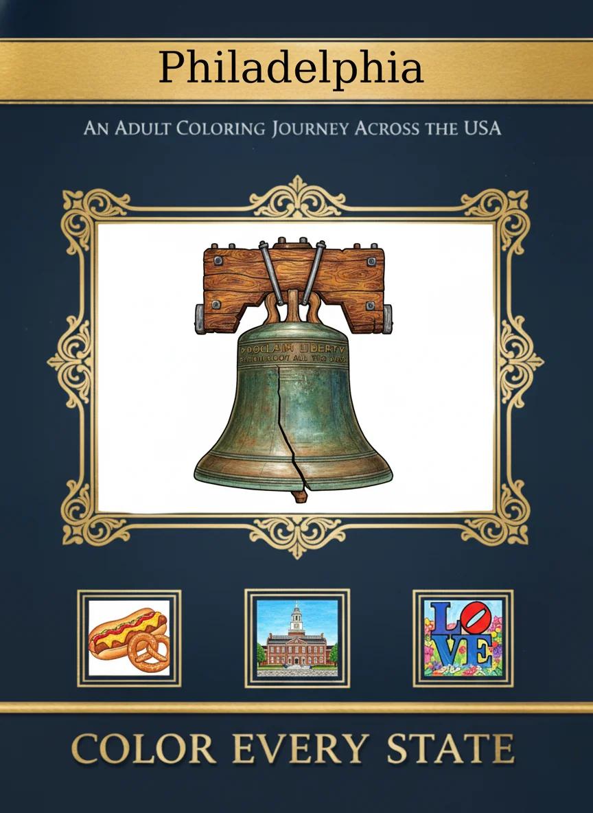 Historic Philadelphia Landmarks: Adult Coloring Book - Cover