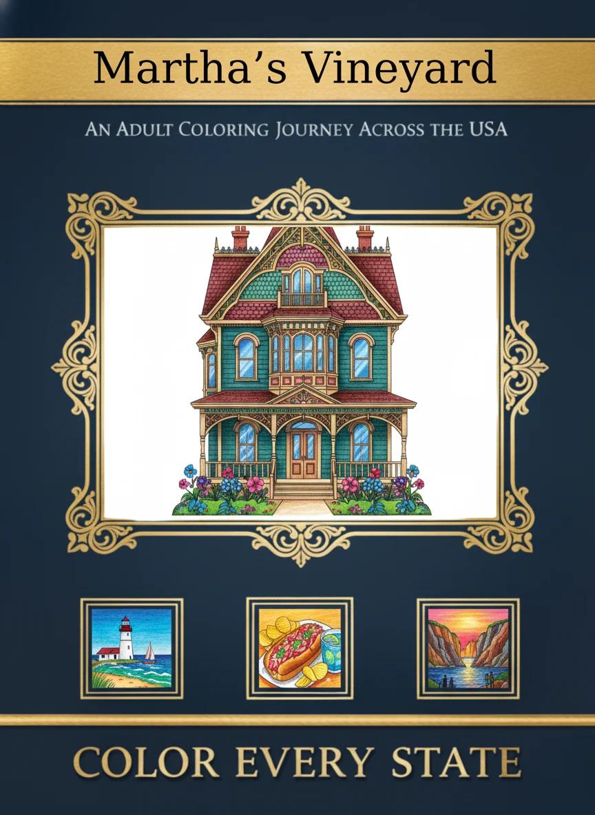 Martha’s Vineyard Island Charm: Adult Coloring Book - Cover