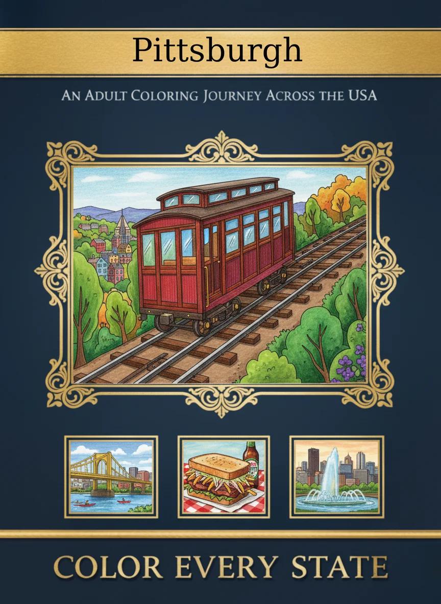 Pittsburgh Cityscapes & Landmarks: Adult Coloring Book - Cover