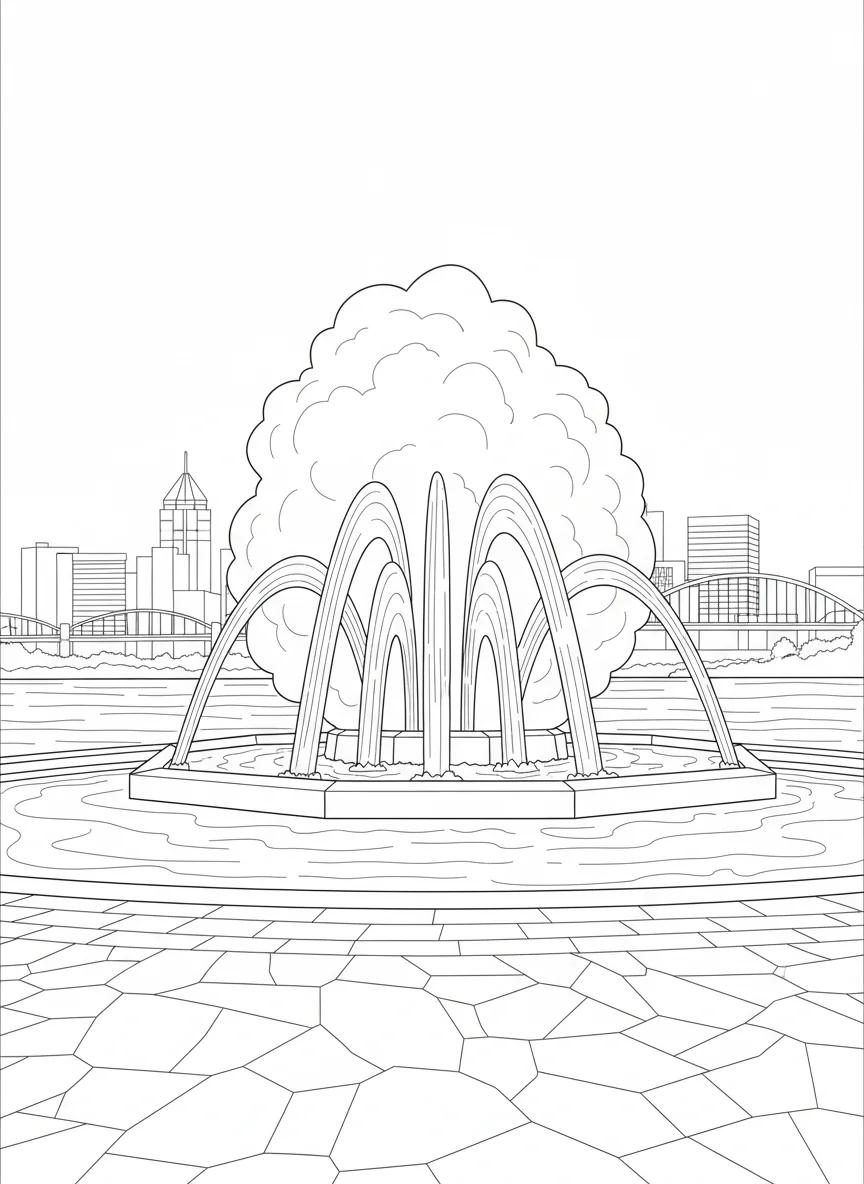 Pittsburgh Cityscapes & Landmarks: Adult Coloring Book - Page 1