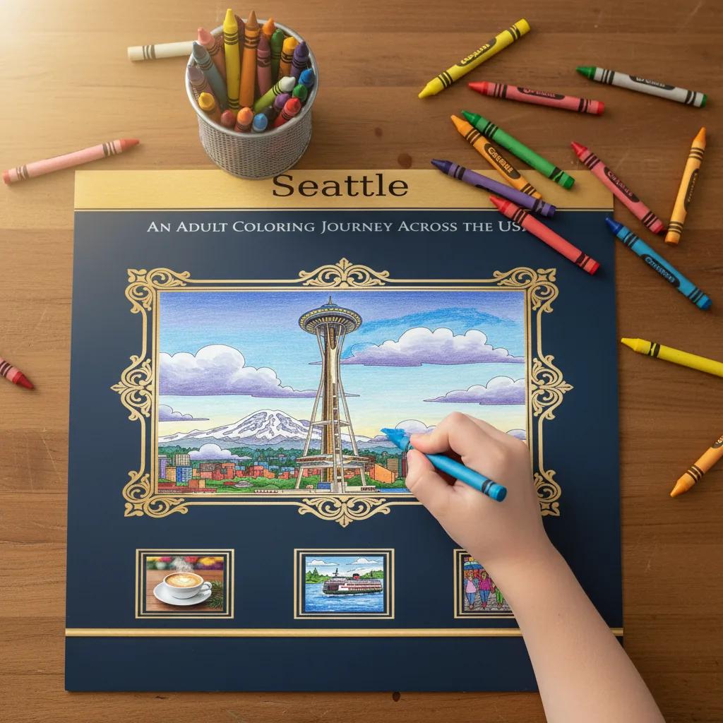 Seattle Washington Cityscapes: Adult Coloring Book - instagram story