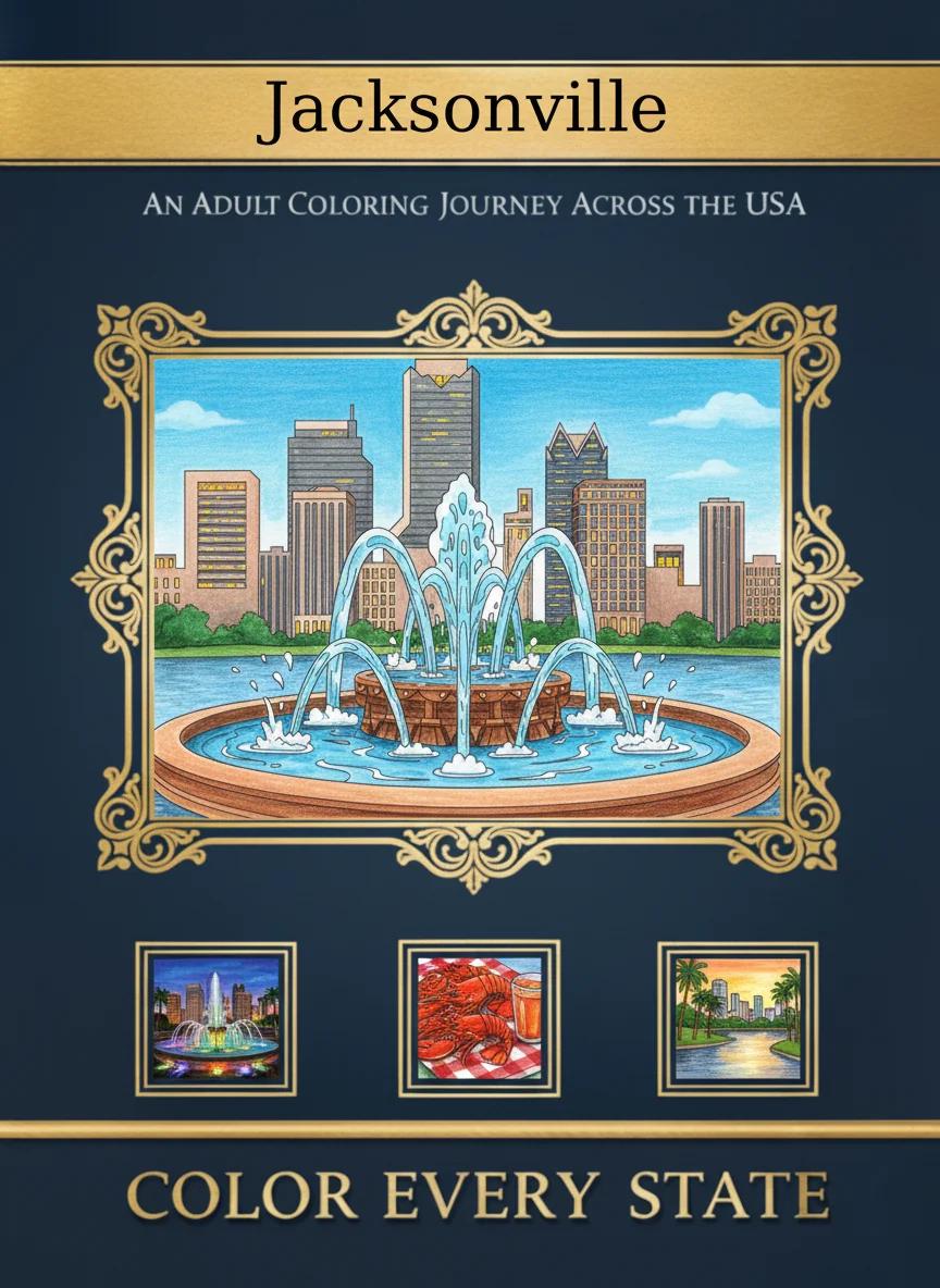 Jacksonville Florida Architecture & Nature: Adult Coloring Book - Cover