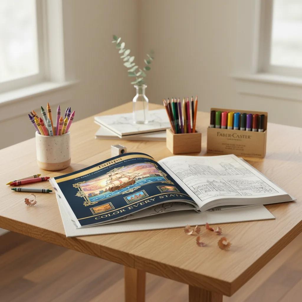 Tampa Florida Landmarks & Culture: Adult Coloring Book - bookcase