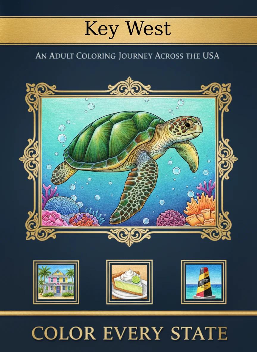 Key West Florida Island Paradise: Adult Coloring Book - Cover