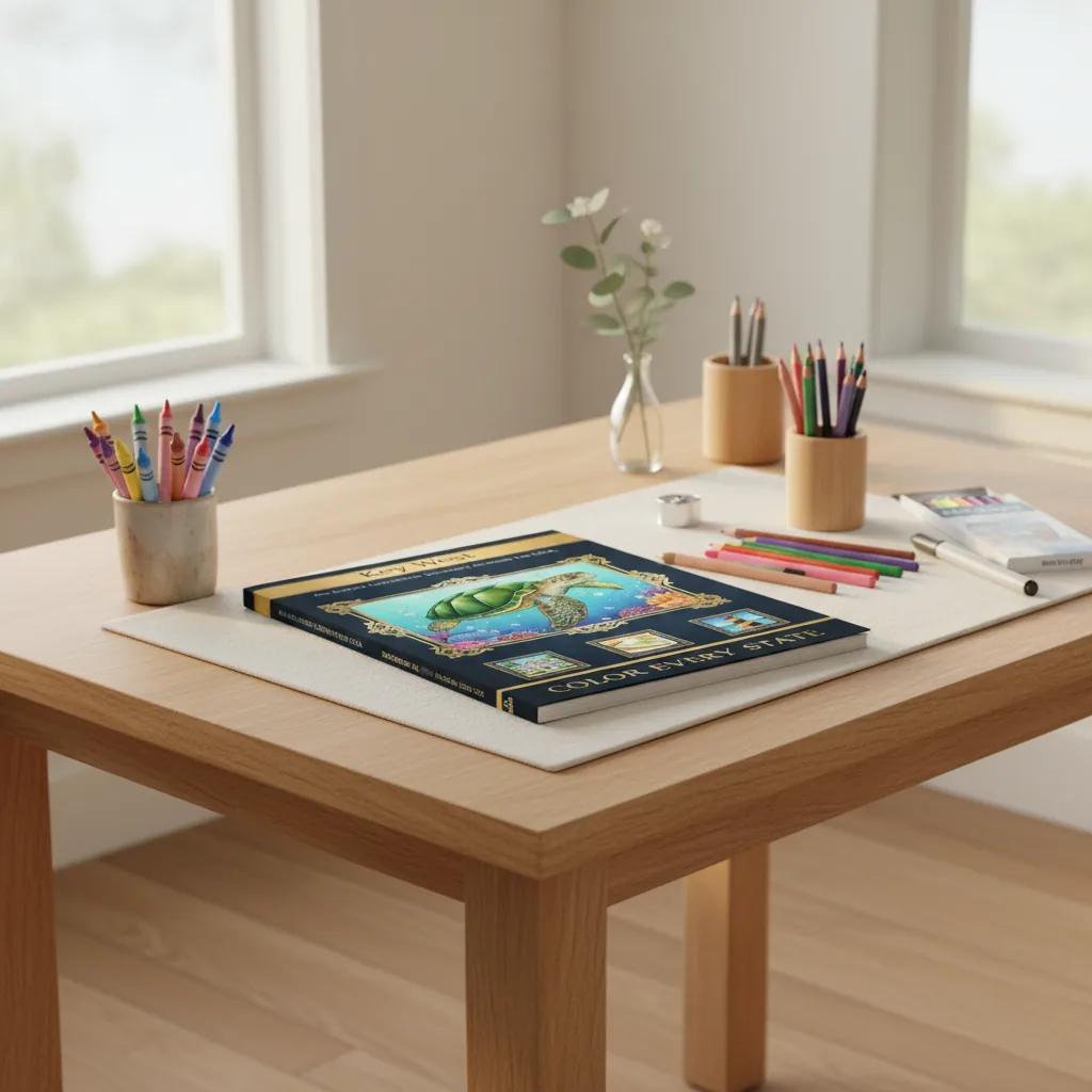 Key West Florida Island Paradise: Adult Coloring Book - bookcase