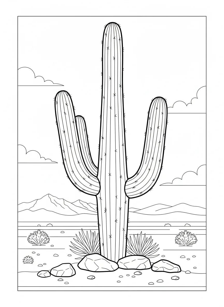 Phoenix Arizona & Sonoran Desert: Adult Coloring Book - Page 1