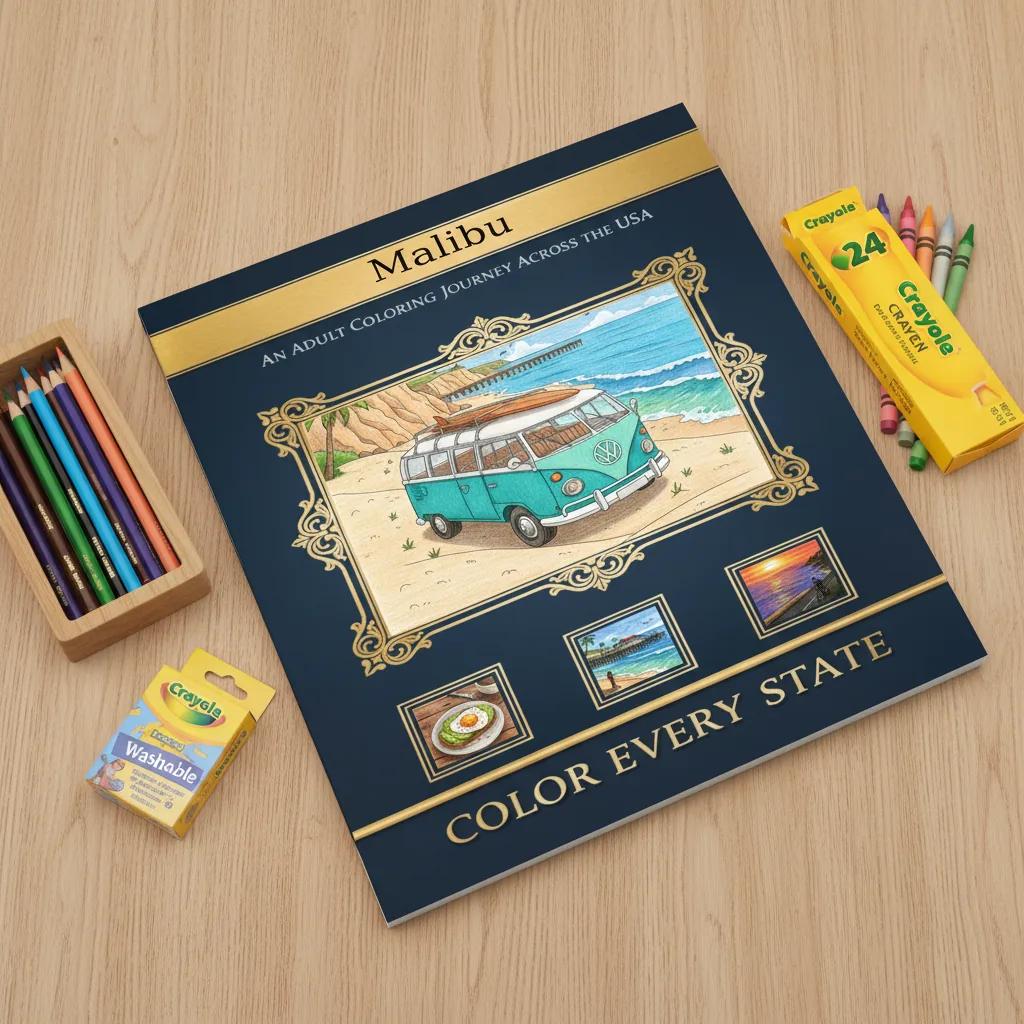 Malibu Coastline and Landmarks: Adult Coloring Book - product