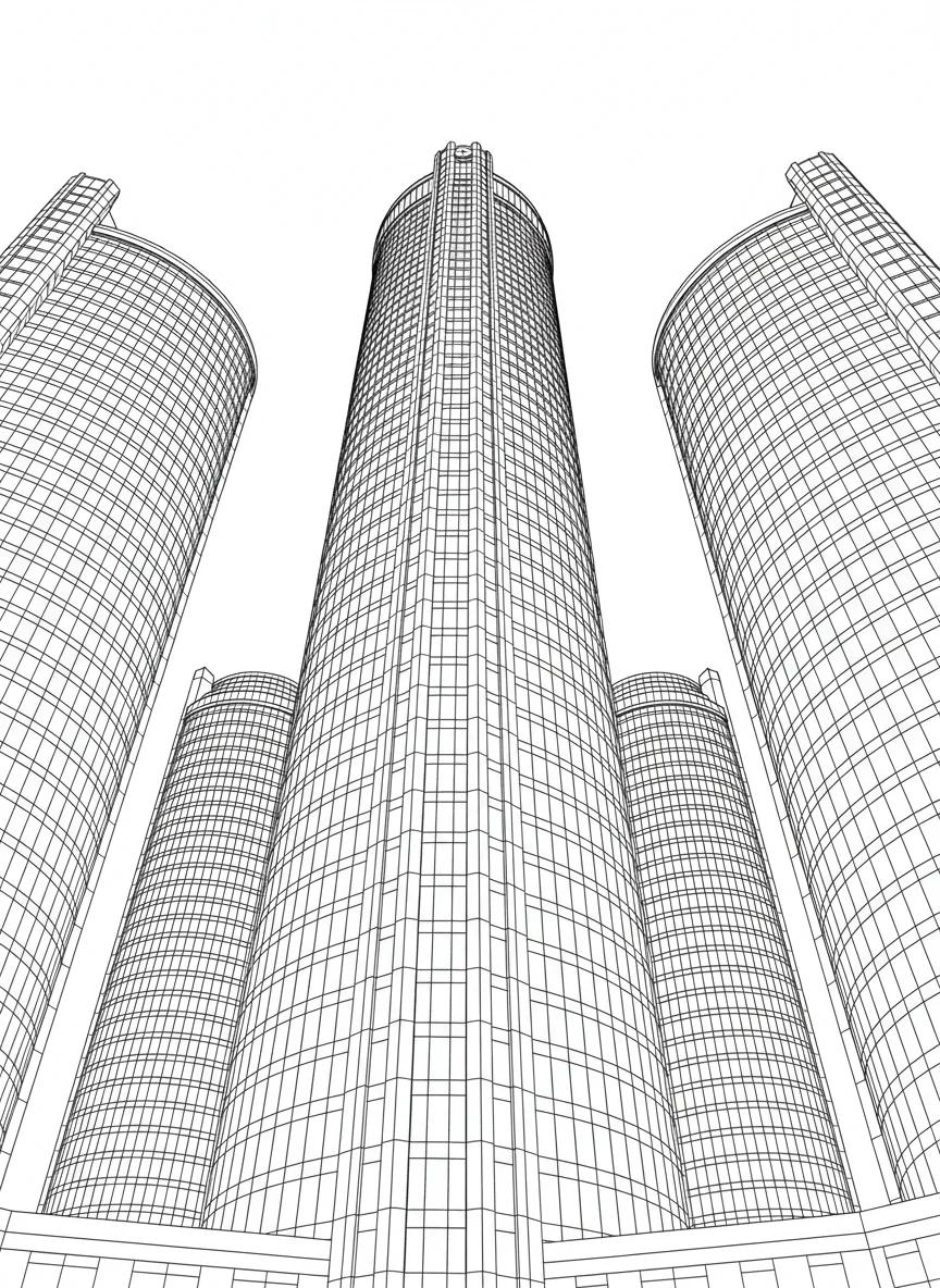 Detroit Cityscapes & Landmarks: Adult Coloring Book - Page 3