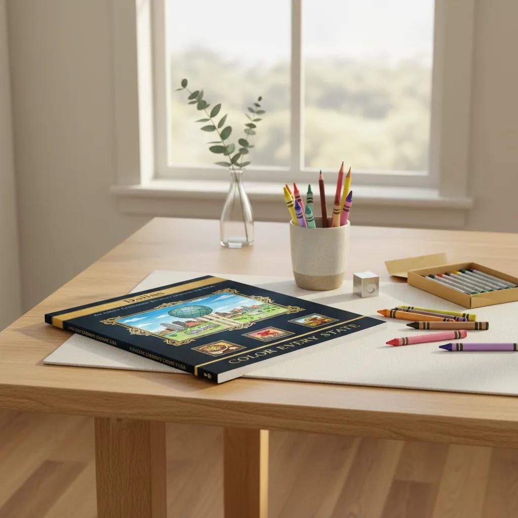 Dallas Texas Landmarks: Detailed Adult Coloring Book - bookcase