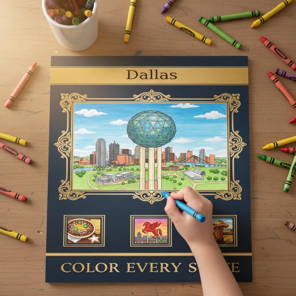 Dallas Texas Landmarks: Detailed Adult Coloring Book - instagram story