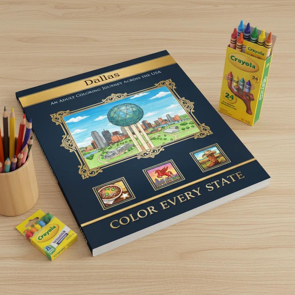 Dallas Texas Landmarks: Detailed Adult Coloring Book - product