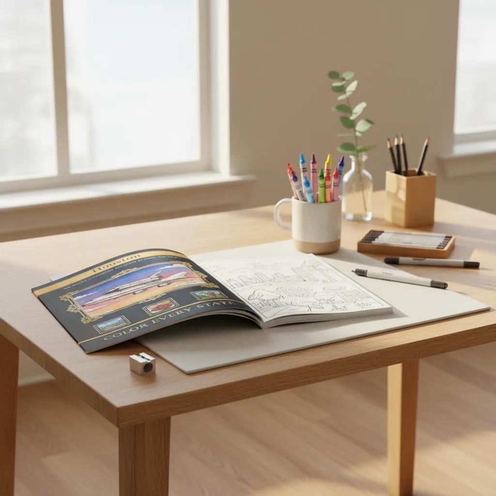 Houston Space City & NASA History: Adult Coloring Book - bookcase