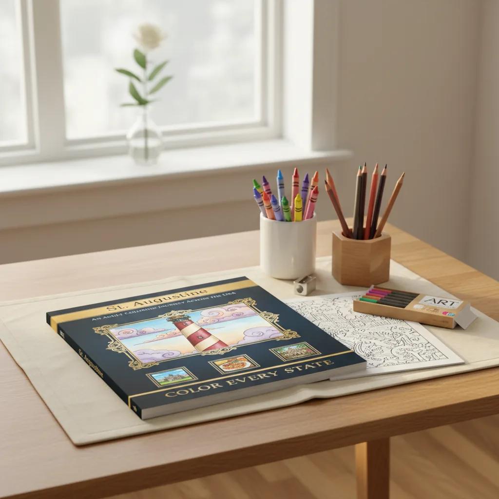 St. Augustine Historic Landmarks: Adult Coloring Book - bookcase