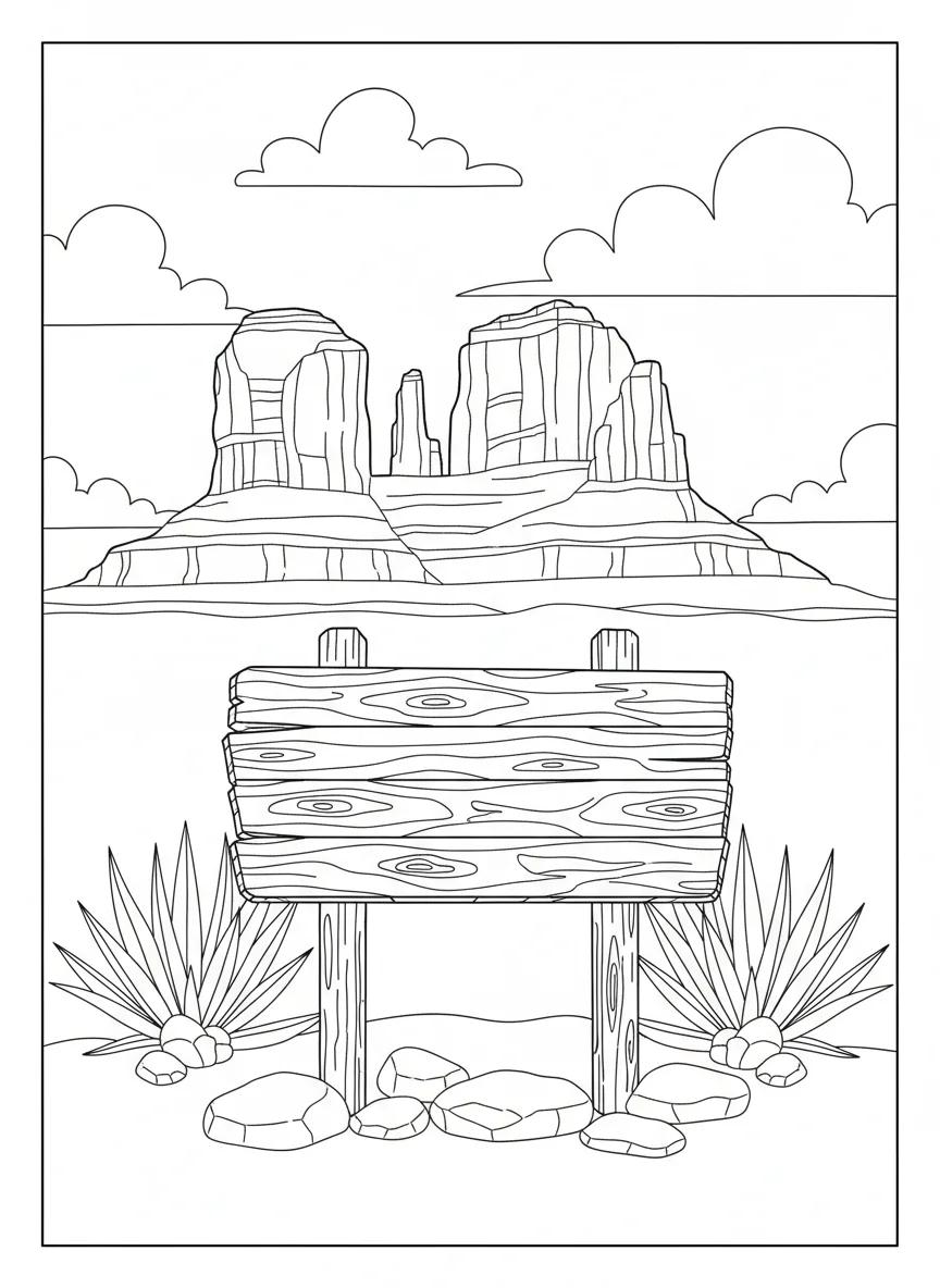 Sedona Desert Scenery & Nature: Adult Coloring Book - Page 1