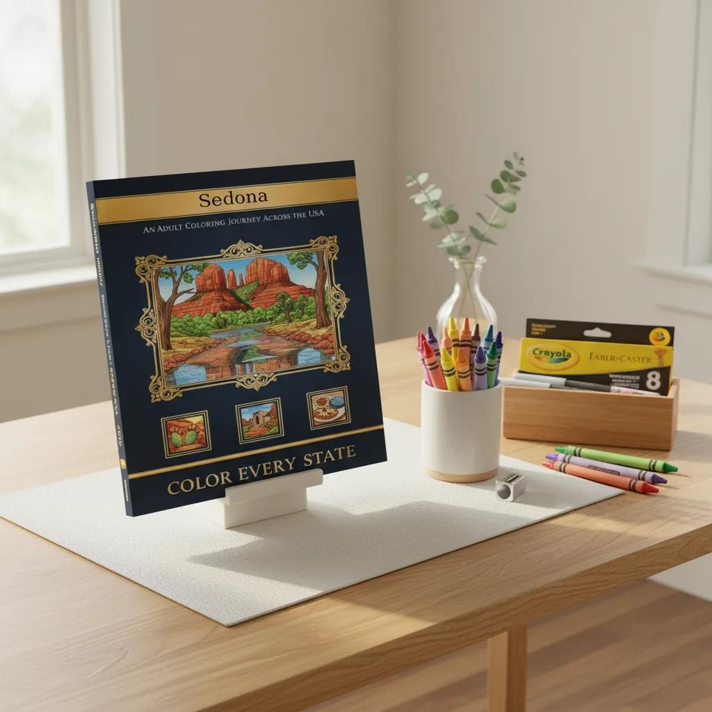 Sedona Desert Scenery & Nature: Adult Coloring Book - bookcase