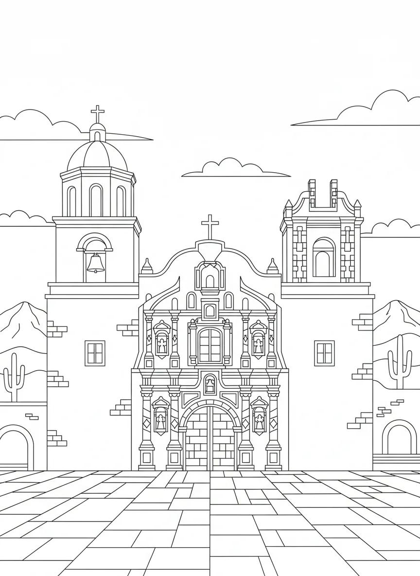 Tucson Arizona Desert Landscapes: Adult Coloring Book - Page 3