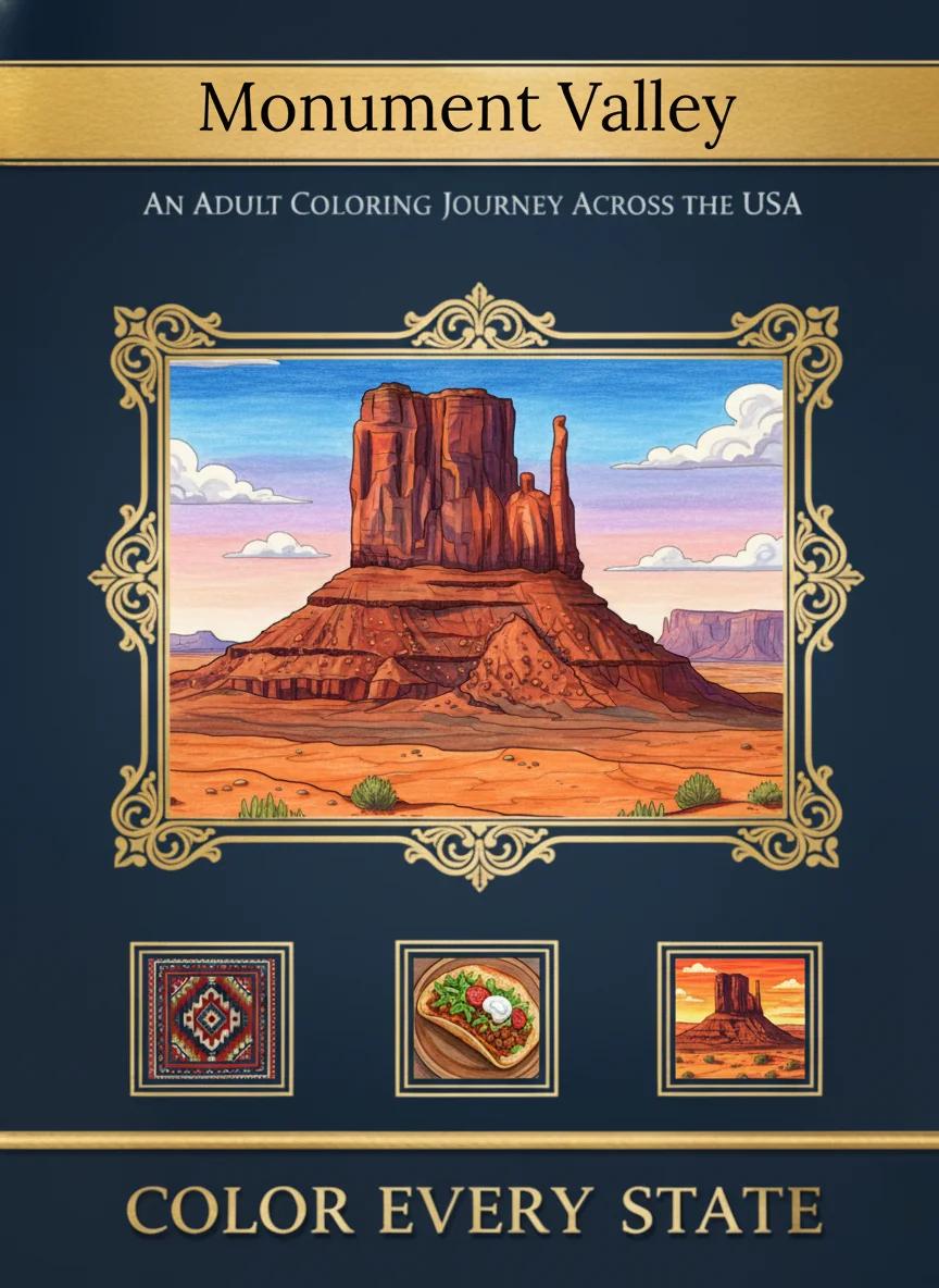 Monument Valley Desert Landscapes: Adult Coloring Book - Cover
