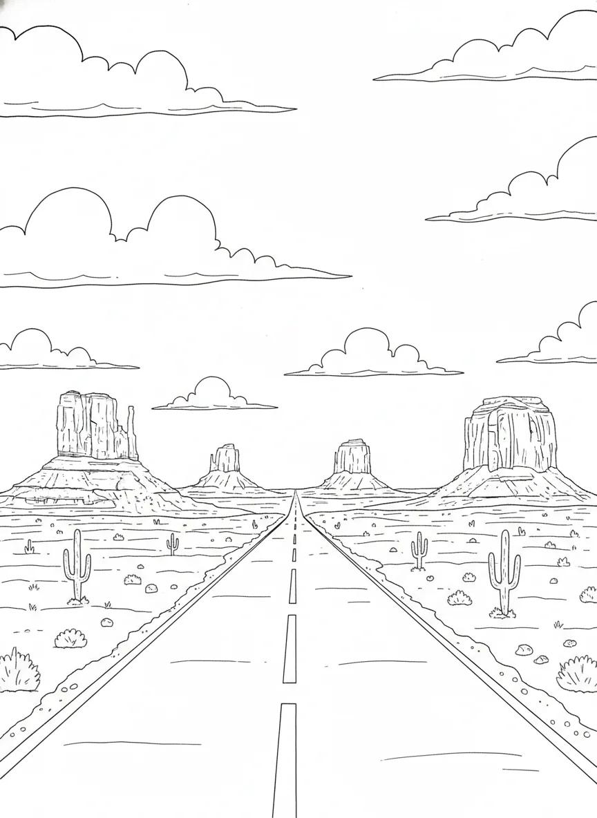 Monument Valley Desert Landscapes: Adult Coloring Book - Page 1