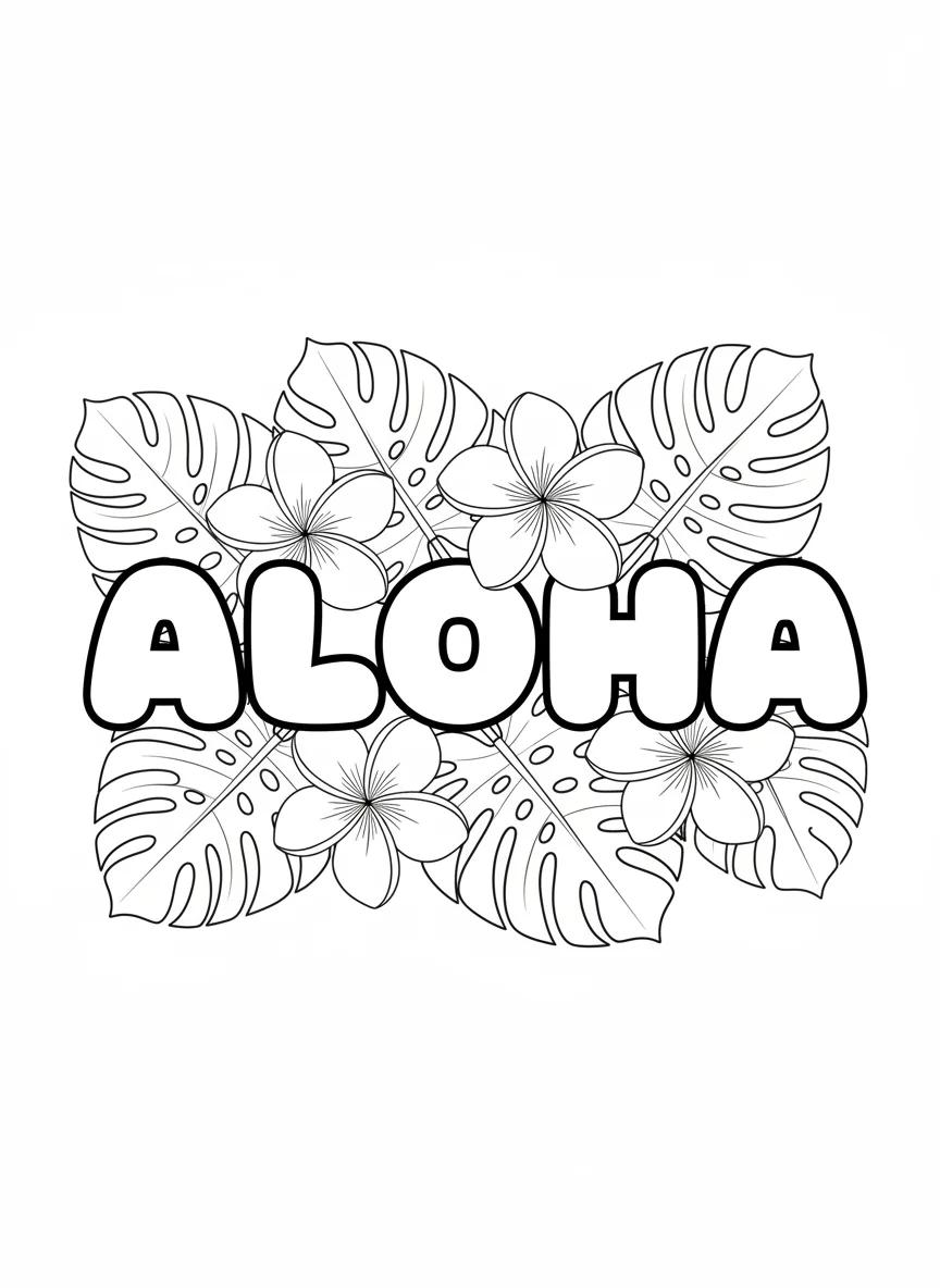 Oahu Hawaii Tropical Landscapes: Adult Coloring Book - Page 1