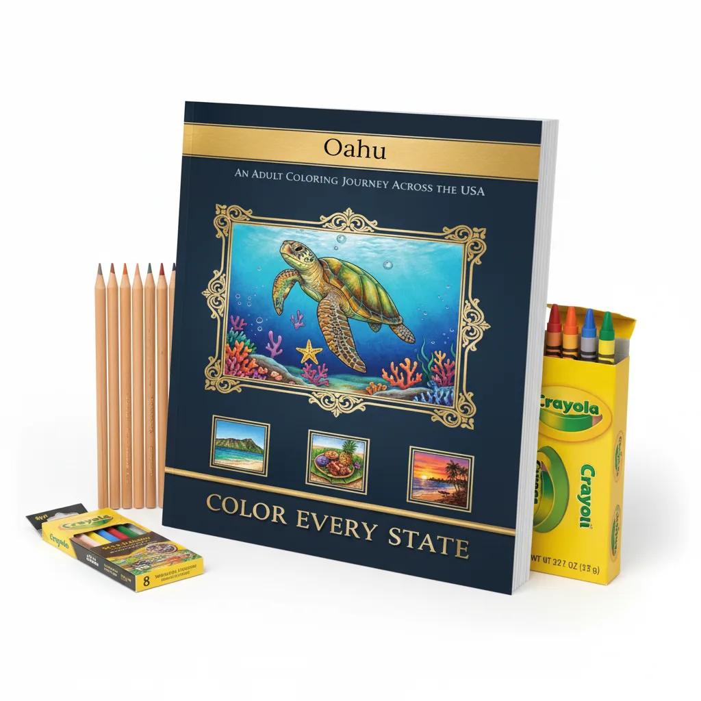 Oahu Hawaii Tropical Landscapes: Adult Coloring Book - product