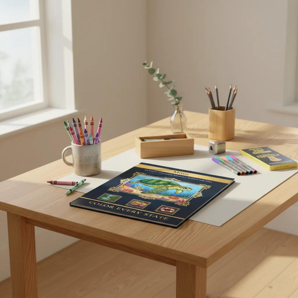 Maui Island Wildlife & Landscapes: Adult Coloring Book - bookcase