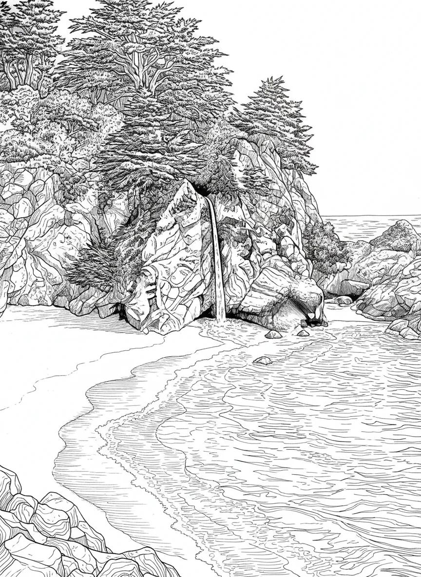 Big Sur California Landscapes: Adult Coloring Book - Page 3