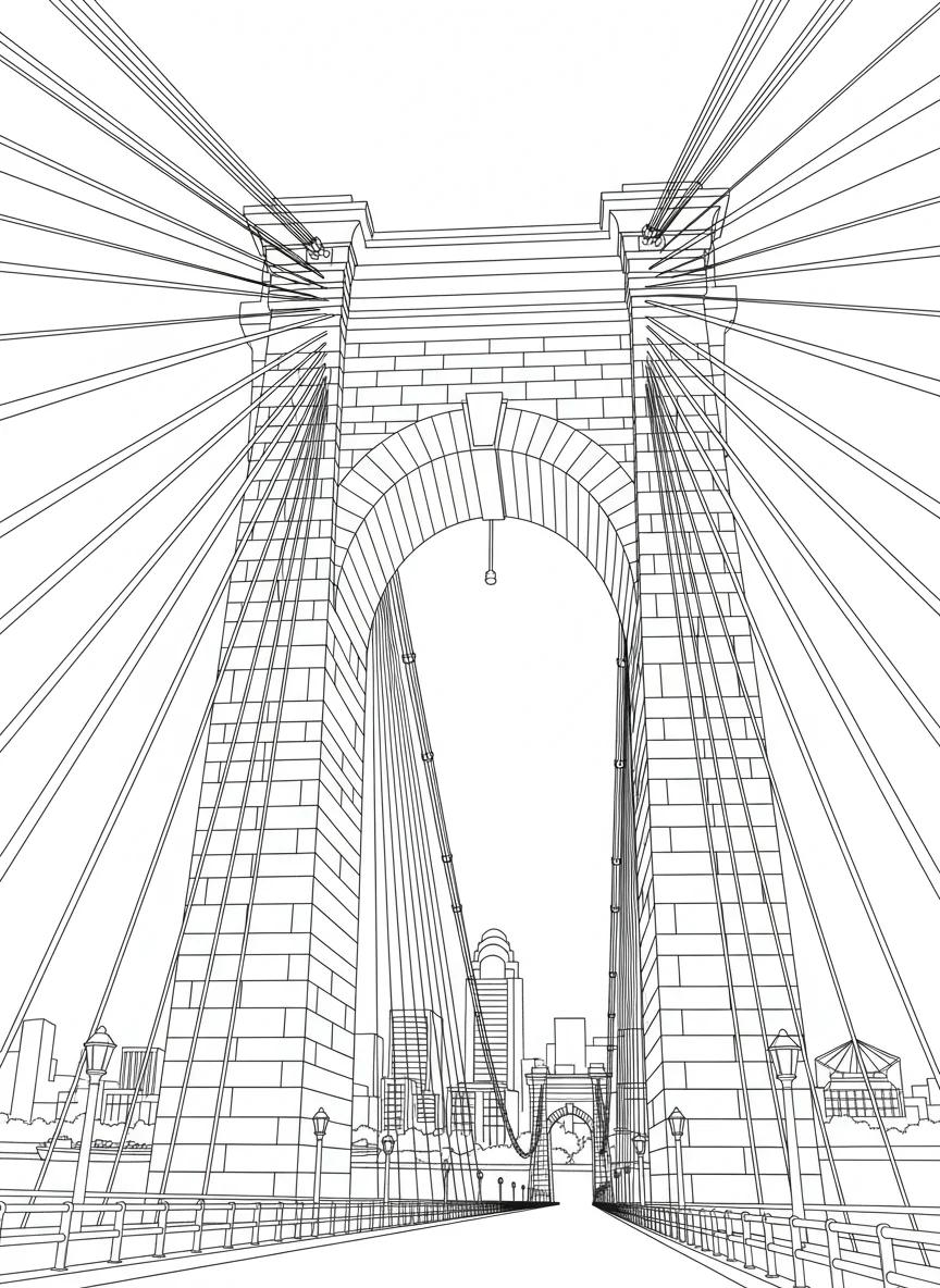 Cincinnati Cityscapes & Landmarks: Adult Coloring Book - Page 1