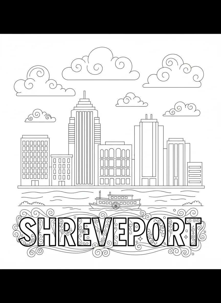 Shreveport City Landmarks: Adult Coloring Book Collection - Page 1