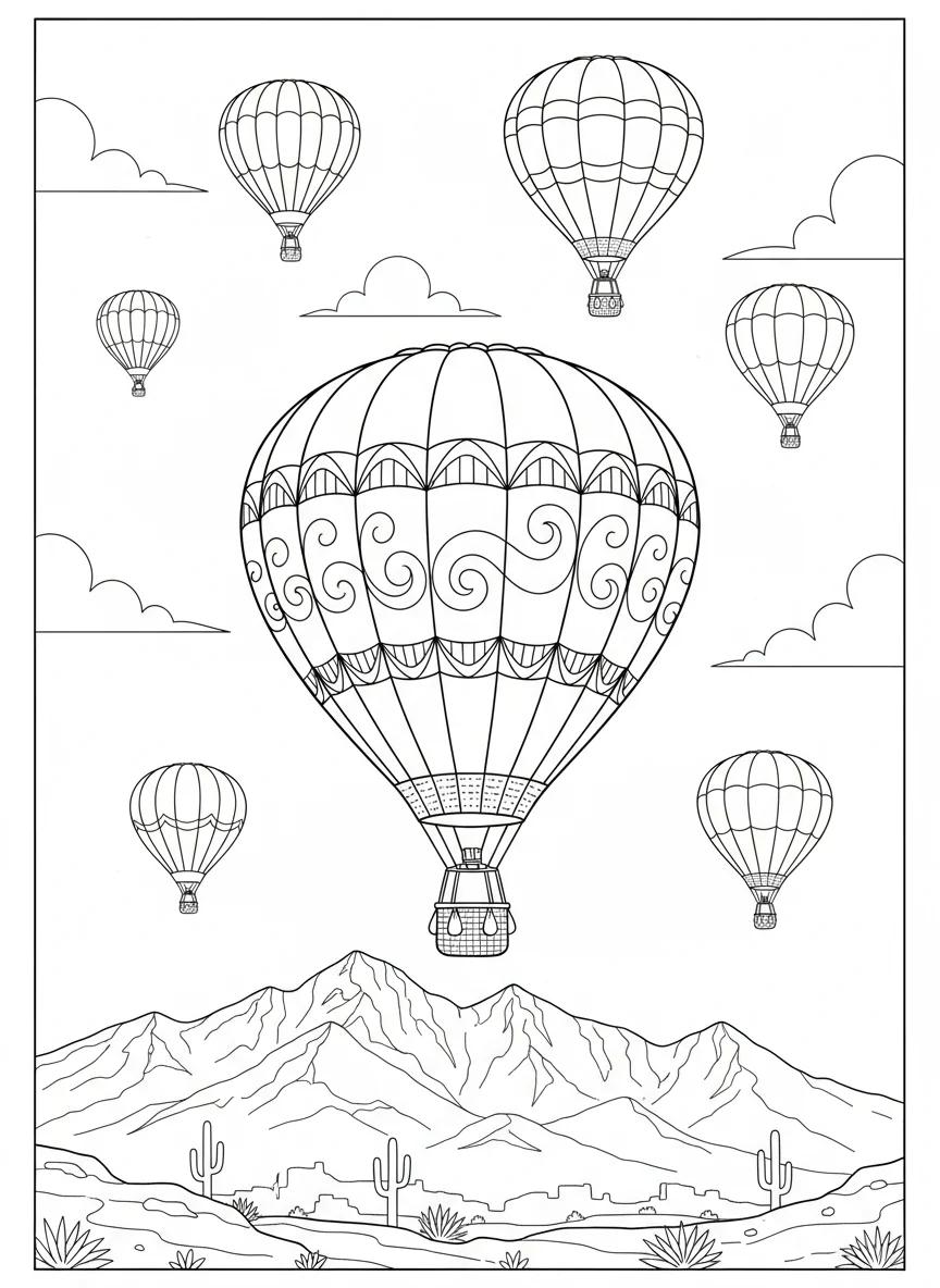 Albuquerque Landmarks & Balloons: Adult Coloring Book - Page 7