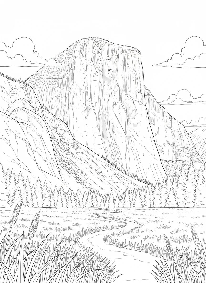 Yosemite National Park Landscapes: Adult Coloring Book - Page 5