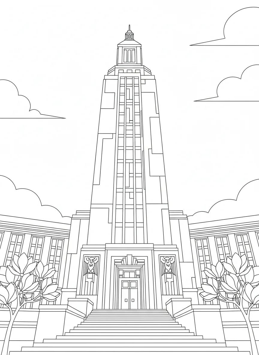 Baton Rouge Cityscapes & Culture: Adult Coloring Book - Page 1