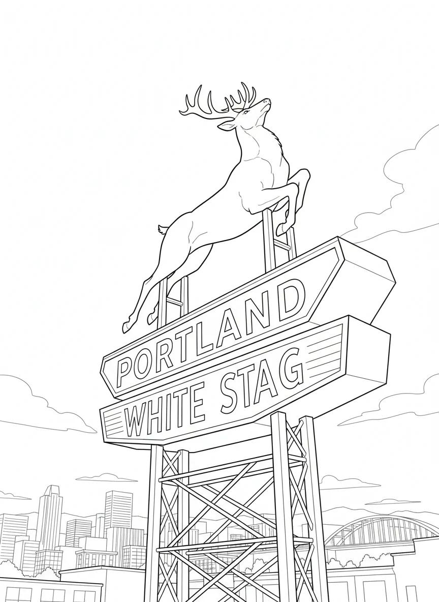 Portland Oregon Landmarks & Views: Adult Coloring Book - Page 2