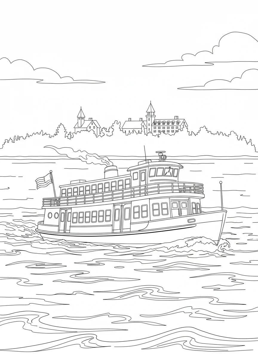 Mackinac Island Michigan: Detailed Adult Coloring Book - Page 1