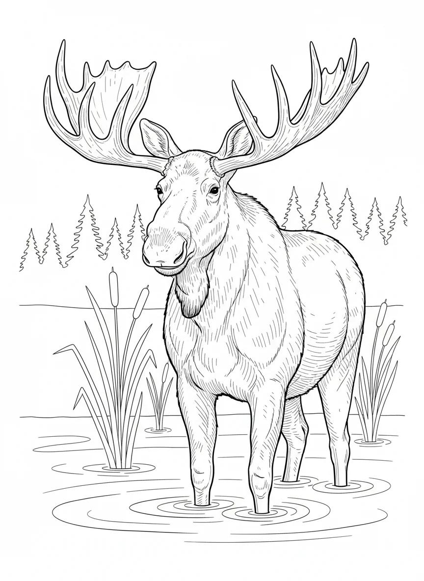 Fairbanks Alaska Wildlife and Scenery: Adult Coloring Book - Page 1