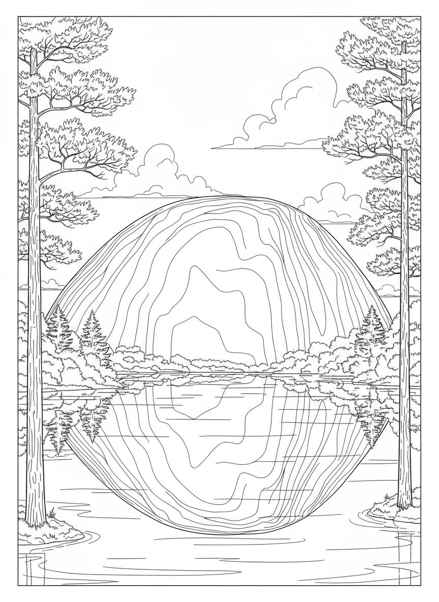 Stone Mountain Park & Landscapes: Adult Coloring Book - Page 1