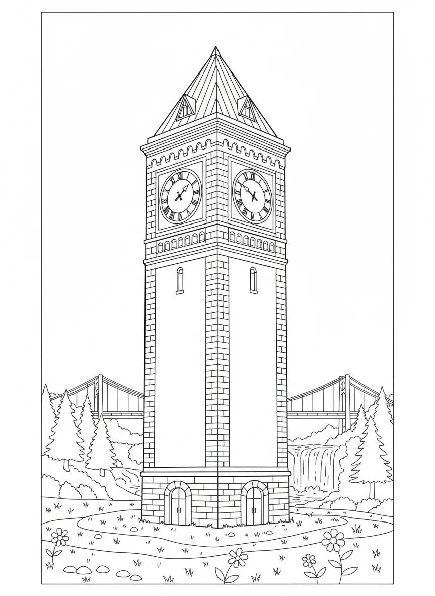 Spokane Washington Cityscapes: Adult Coloring Book - Page 2